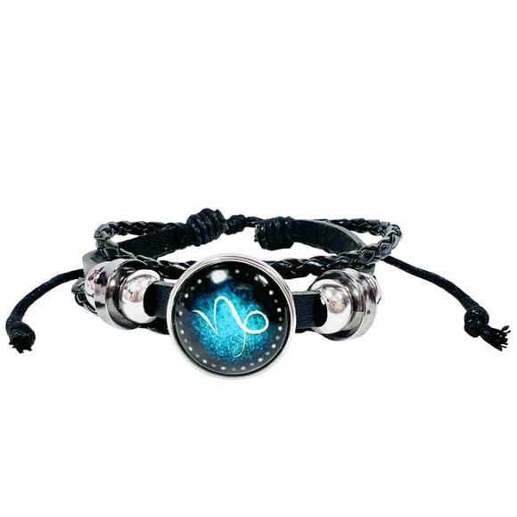 Capricornus Zodiac Leather Adjustable Bracelet Unisex Multilayer Horoscope New - Picture 2 of 5